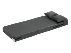 Sofá-Cama Plegável SucceBuy, 3 em 1 Plegável com 2 Travesseiros, Cinza Escuro, Simples