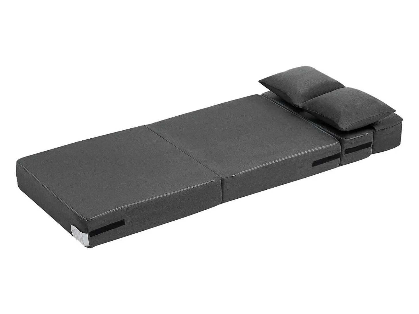 Sofá-Cama Plegável SucceBuy, 3 em 1 Plegável com 2 Travesseiros, Cinza Escuro, Simples