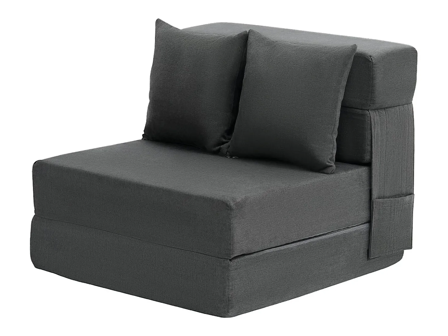 Sofá-Cama Plegável SucceBuy, 3 em 1 Plegável com 2 Travesseiros, Cinza Escuro, Simples
