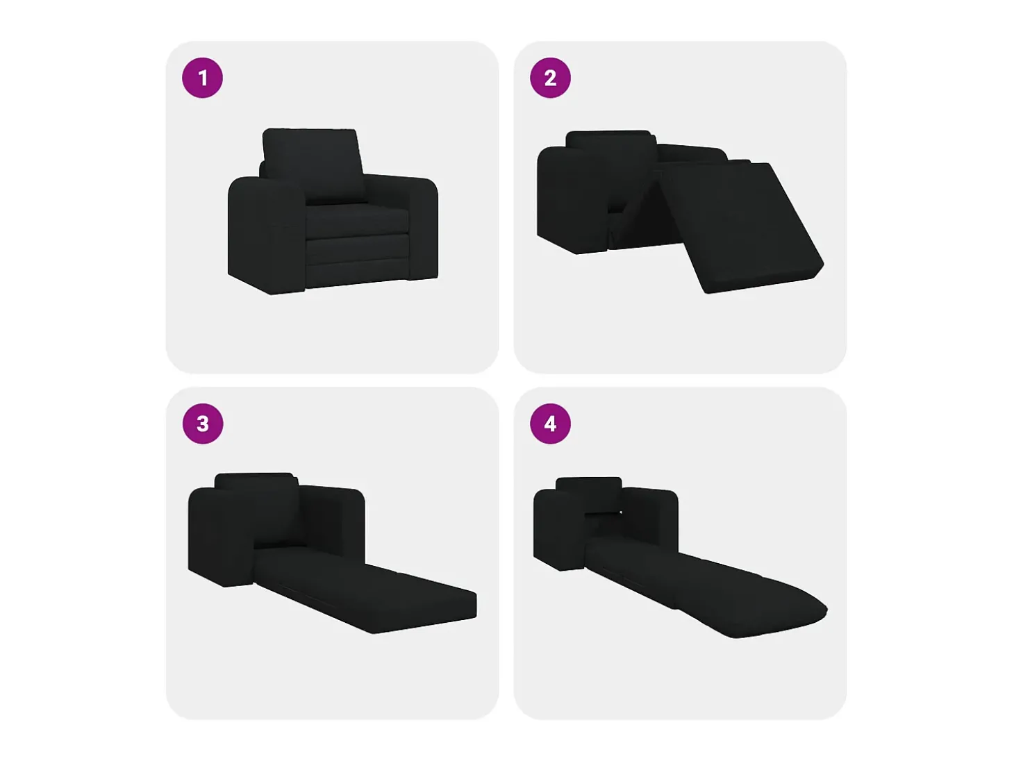 Sofá-Cama Preto 98 x 71 x 83 cm tecido