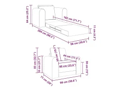 Sofá-Cama Preto 98 x 71 x 83 cm Veludo