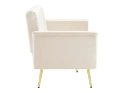 Sofá-cama reto de 2 lugares em veludo bege, encosto e braços dobráveis ​​- 183x76x75cm