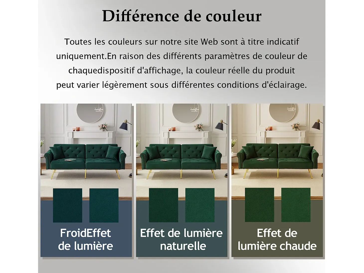 Sofá-cama reto de 2 lugares em veludo verde, encosto rebatível em 3 posições - 173x75x70cm