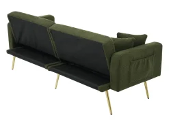 Sofá-cama reto de 2 lugares em sherpa verde, encosto dobrável em 3 posições - 175x64x72cm