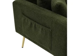 Sofá-cama reto de 2 lugares em sherpa verde, encosto dobrável em 3 posições - 175x64x72cm