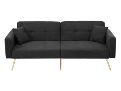 Sofá-cama reto de 2 lugares em sherpa cinza, encosto dobrável em 3 posições - 175x64x72cm