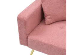 Sofá-cama reto de 2 lugares em sherpa rosa, encosto dobrável em 3 posições - 175x64x72cm