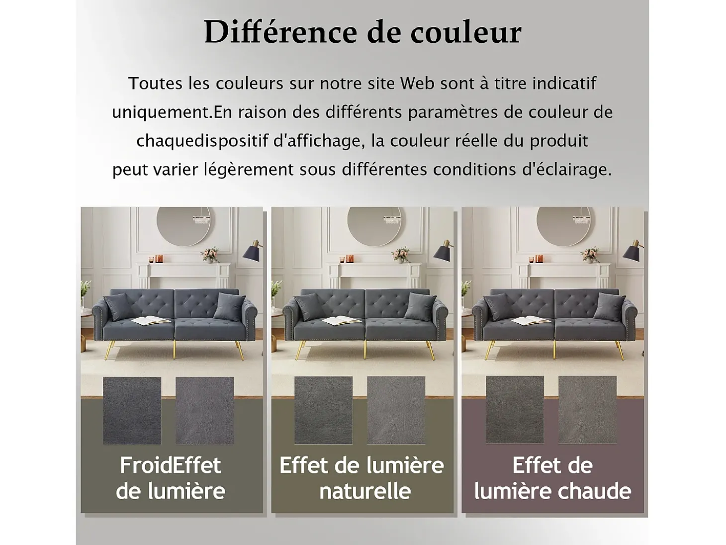 Sofá-cama reto de 2 lugares em veludo cinza, encosto rebatível em 3 posições - 173x75x70cm