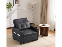 Sofá-cama retrátil 3 em 1 com porta-copos e porta USB, sofá-cama ajustável como poltrona ou cama, economizando espaço em cômodos pequenos