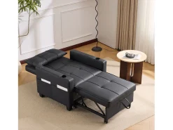 Sofá-cama retrátil 3 em 1 com porta-copos e porta USB, sofá-cama ajustável como poltrona ou cama, economizando espaço em cômodos pequenos