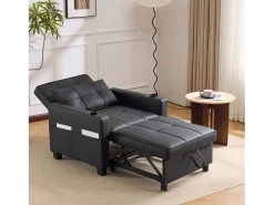 Sofá-cama retrátil 3 em 1 com porta-copos e porta USB, sofá-cama ajustável como poltrona ou cama, economizando espaço em cômodos pequenos