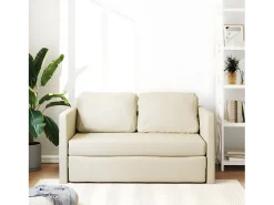 Sofá-cama sem pés 112x174x55 cm couro artificial cor creme PT957341