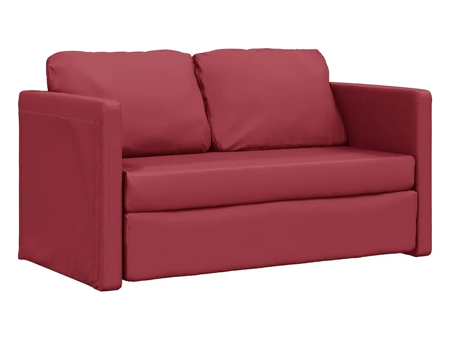 Sofá-cama sem pés 112x174x55 cm couro artificial vermelho tinto PT774297