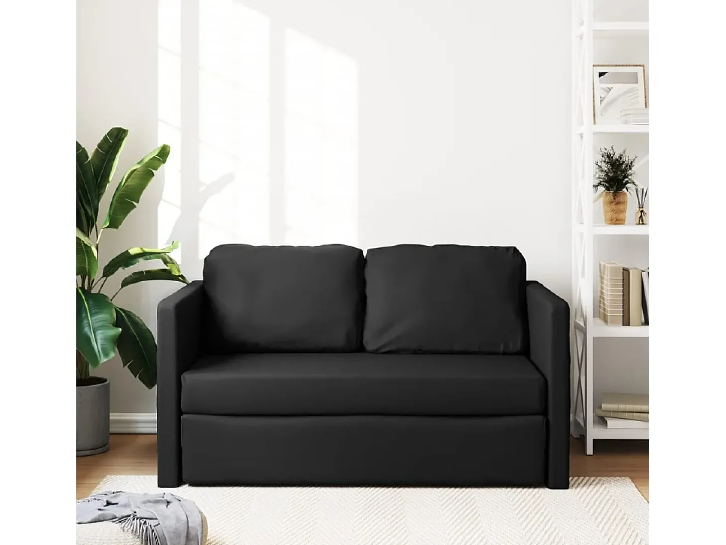Sofá-cama sem pés 112x174x55 cm couro artificial preto PT832379