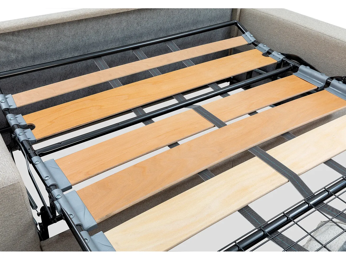 Sofá-cama símili vermelho assento com assento de memória de forma 140 cm ripas largas 18 cm CALIFE