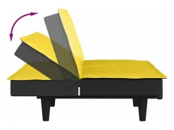 Sofá-cama tecido amarelo-claro