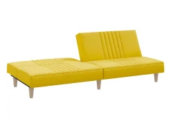 Sofá-cama tecido amarelo-claro
