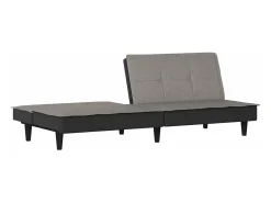 Sofá-cama tecido cinzento-acastanhado