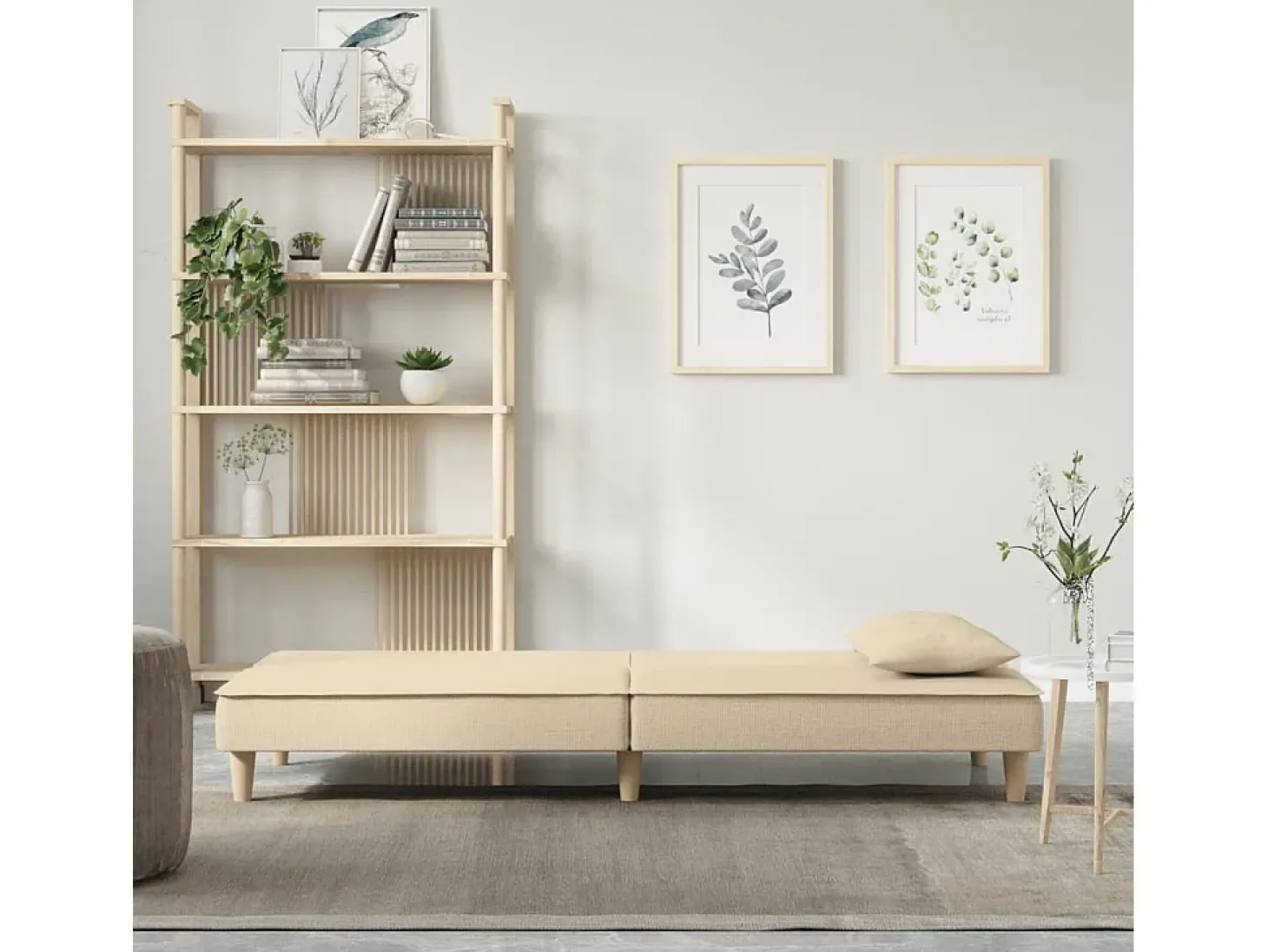 Sofá-cama tecido creme PT912584