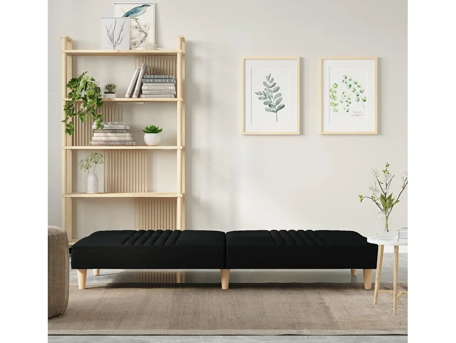 Sofá-cama tecido preto PT430170