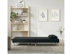 Sofá-cama tecido preto PT418462