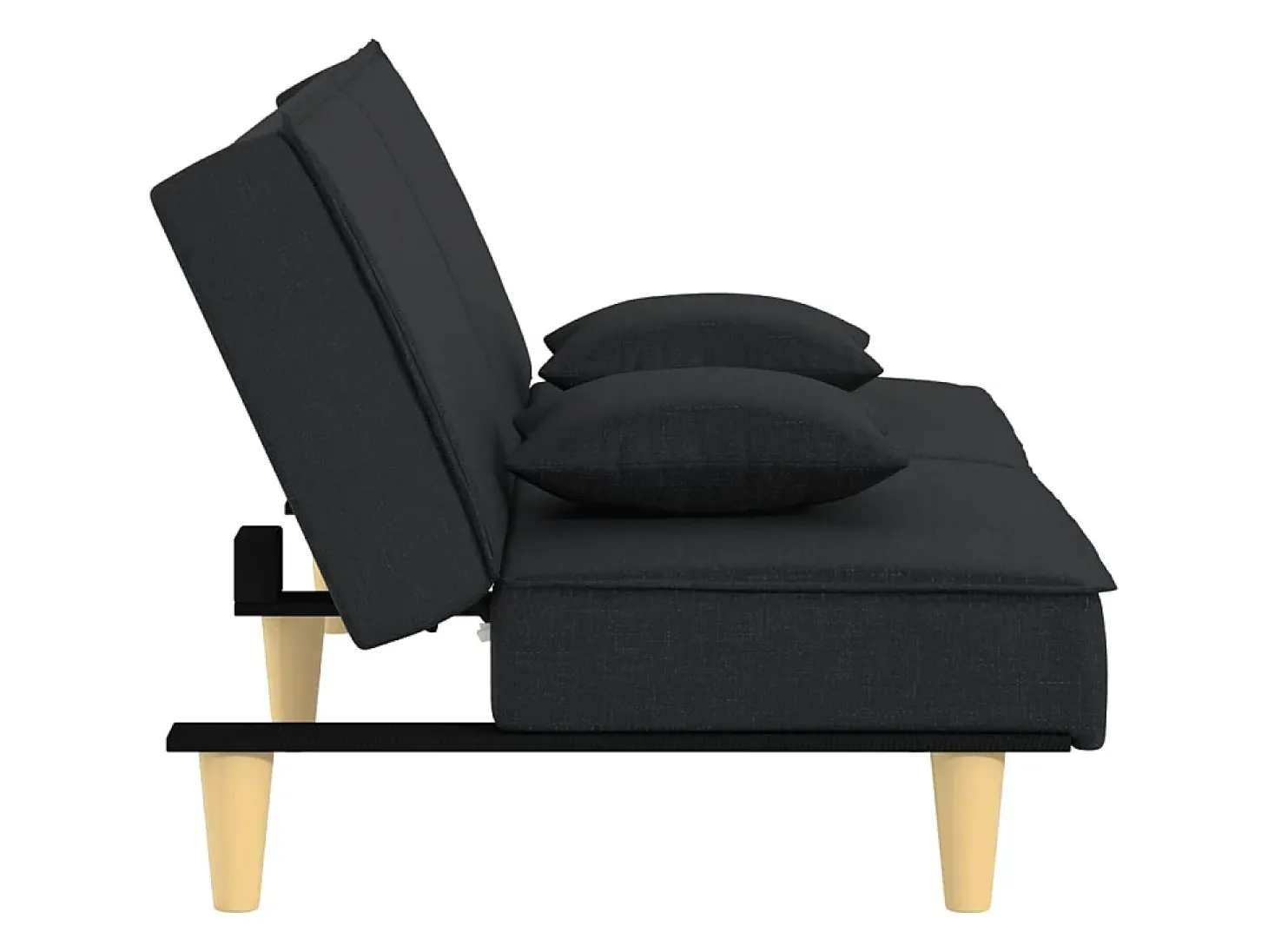 Sofá-cama tecido preto PT418462