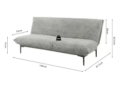 Sofá-cama VELARIS – Tecido de veludo cinza escuro – Estrutura de madeira – Colchão integrado – Elegante e compacto