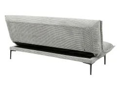 Sofá-cama VELARIS – Tecido de veludo cinza escuro – Estrutura de madeira – Colchão integrado – Elegante e compacto