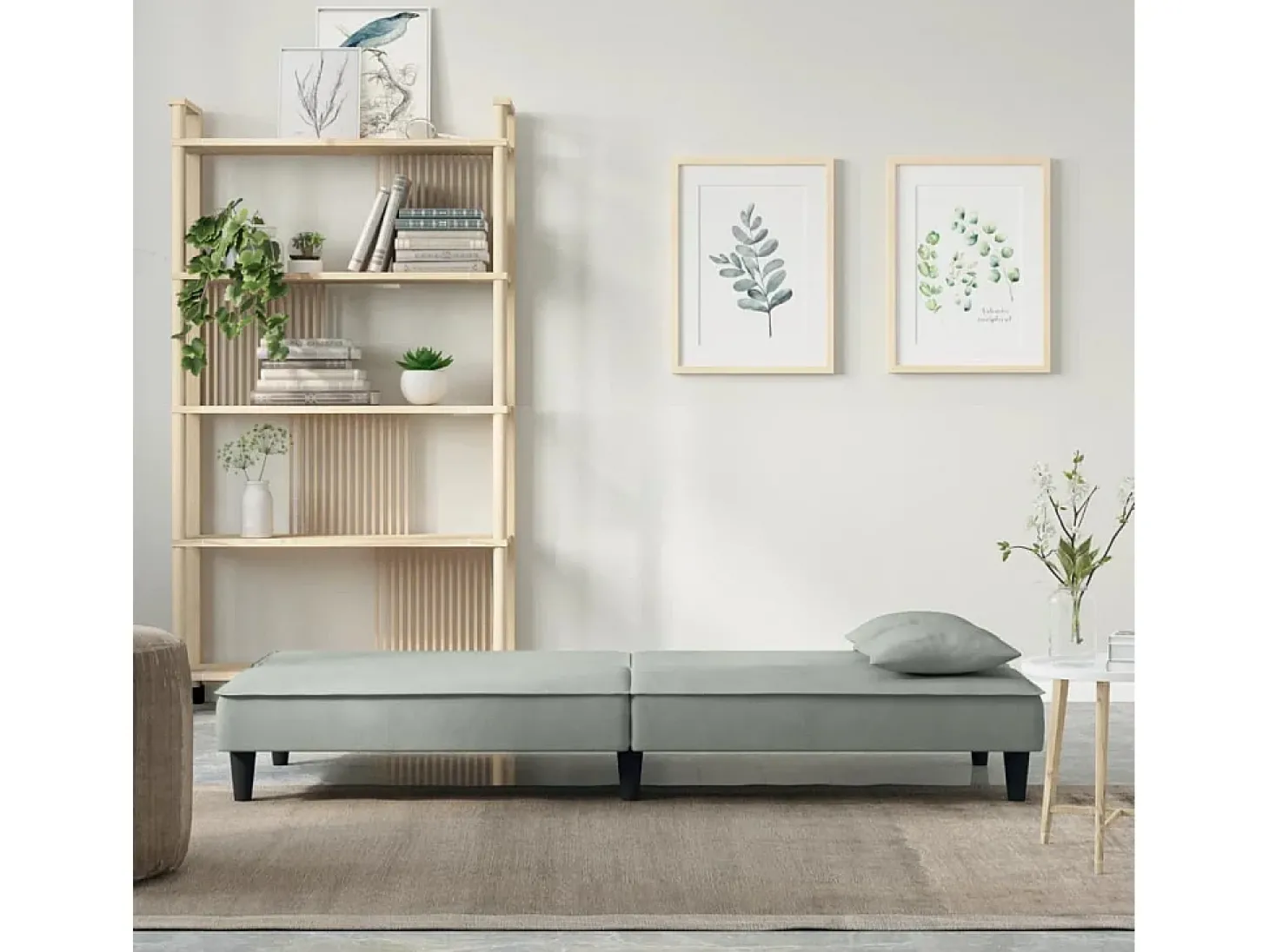Sofá-cama veludo cinzento-claro PT215377