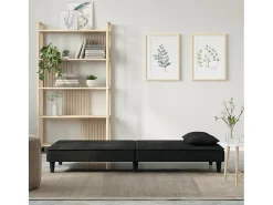 Sofá-cama veludo preto PT245360