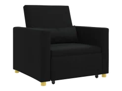Sofá-camas retrátil individual Preto 90 x 165 x 87 cm tecido