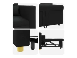 Sofá-camas retrátil individual Preto 90 x 165 x 87 cm tecido