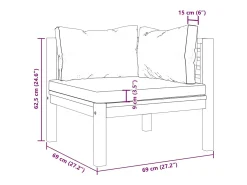 Sofás de canto 2pcs c/ almofadões cinzento-escuro acácia maciça