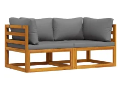 Sofás de canto seccionais c/ almofadões 2 pcs cinzento-escuro