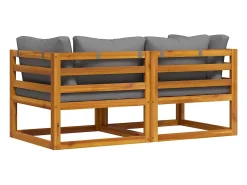 Sofás de canto seccionais c/ almofadões 2 pcs cinzento-escuro