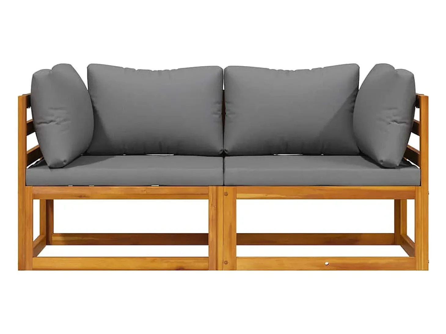 Sofás de canto seccionais c/ almofadões 2 pcs cinzento-escuro