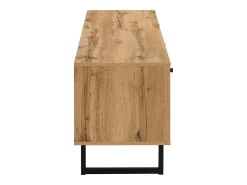 Suporte baixo para TV, suporte para TV LED de 190 cm, com divisória de vidro, compartimentos e gaveta, acabamento em madeira industrial.