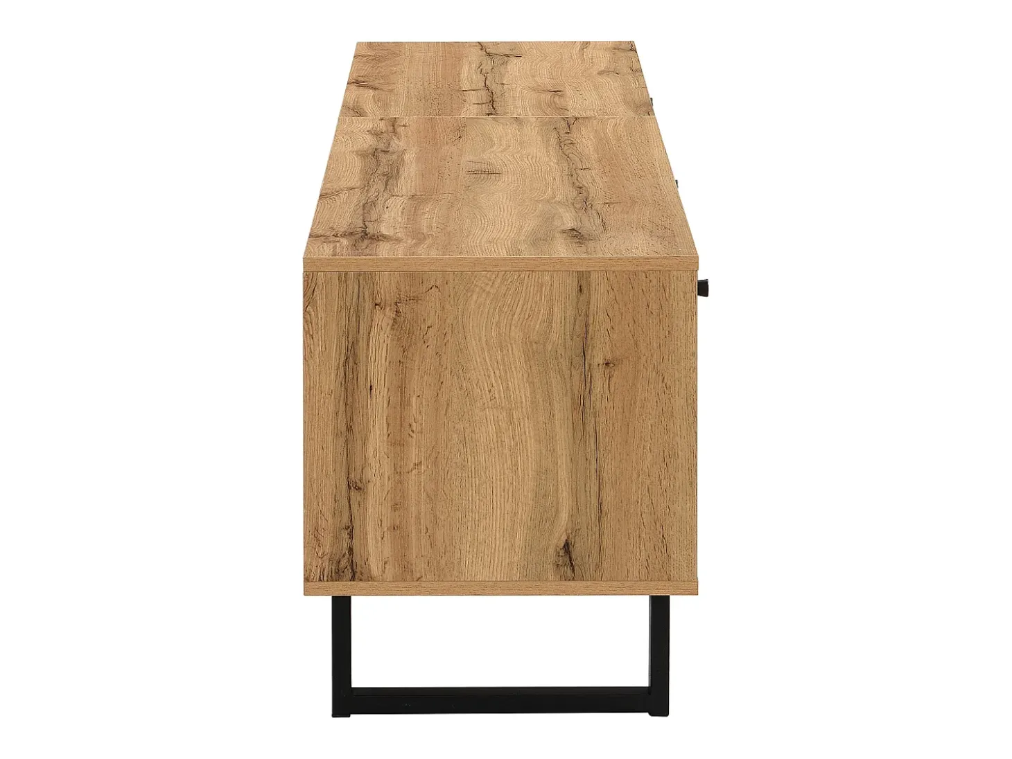 Suporte baixo para TV, suporte para TV LED de 190 cm, com divisória de vidro, compartimentos e gaveta, acabamento em madeira industrial.
