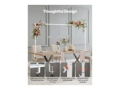 Suporte de Haste de Mesa SucceBuy com Pinças, Suporte de Arco de Mesa, Altura Ajustável 33-106.7 cm Comprimento Ajustável 71.1-249 cm, Quadro de Arco de Metal