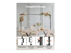 Suporte de Haste de Mesa SucceBuy com Pinças, Suporte de Arco de Mesa, 2 PCS, Altura Ajustável 33-106.7 cm Comprimento Ajustável 71.1-249 cm, Quadro de Arco