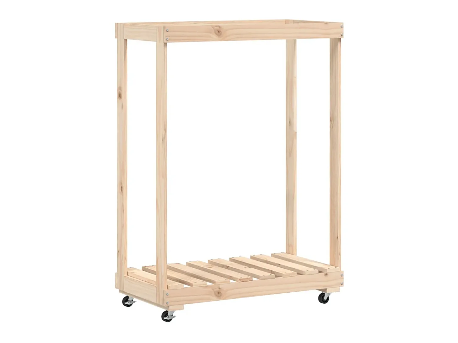 Suporte de lenha c/ rodas 76,5x40x108 cm pinho maciço PT577499