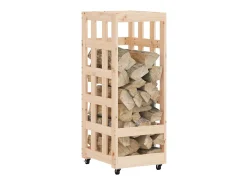 Suporte de lenha c/ rodas 40x49x110 cm pinho maciço PT771263