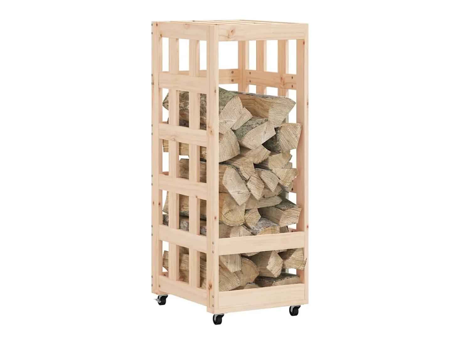 Suporte de lenha c/ rodas 40x49x110 cm pinho maciço PT771263
