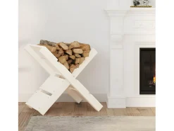 Suporte de lenha 47x39,5x48 cm madeira de pinho maciça branco PT957281