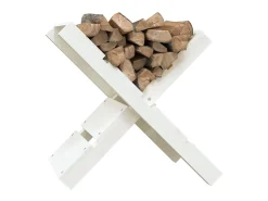 Suporte de lenha 47x39,5x48 cm madeira de pinho maciça branco PT957281