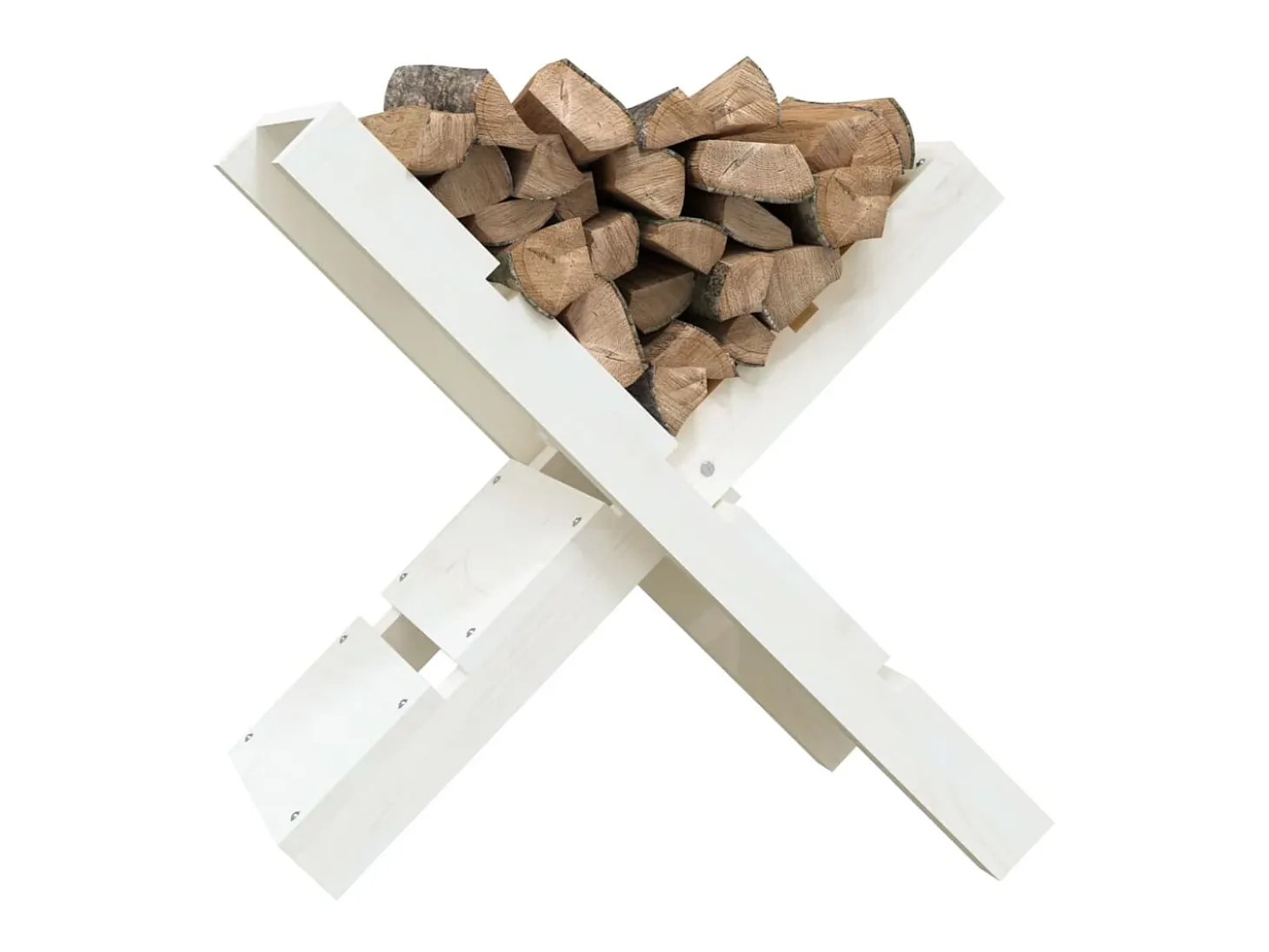 Suporte de lenha 47x39,5x48 cm madeira de pinho maciça branco PT957281