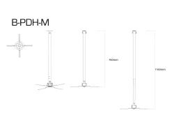 Suporte de teto VCM Beamer | Altura ajustável 76-116 cm | Suporte de projetor extensível | Suporte de teto universal | B-PDH (preto)