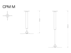 Suporte de teto VCM Beamer | Até 50 kg | Altura ajustável 70-125 cm | Suporte de projetor extensível | Montagem universal no teto | CPM (Prata)
