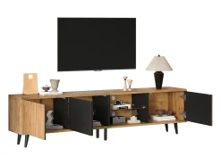 Suporte de TV - 175 x 31,5 x 45 cm - com 3 armários - adequado para TVs de 75 polegadas - aglomerado - natural