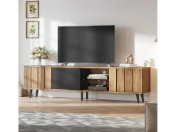 Suporte de TV - 175 x 31,5 x 45 cm - com 3 armários - adequado para TVs de 75 polegadas - aglomerado - natural